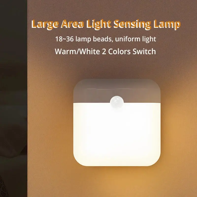 Square Large Smooth Surface Human Body Sensing Light Bedroom Aisle Charging Wardrobe Led Infrared Night Light