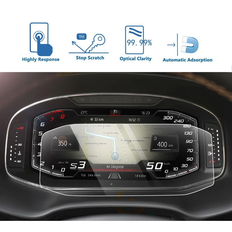 For CUPRA Ateca/Tarraco/Arona/Ibiza 10.25 Inch 2019 2020 Car LCD Instrument Display Tempered Glass Screen Protector Film