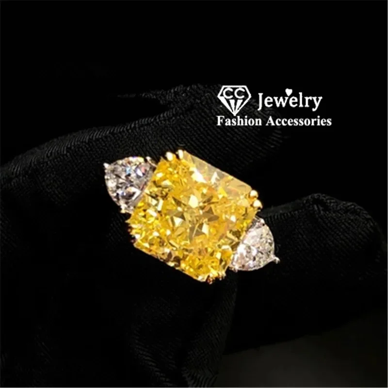 CC الفاخرة ساحة خواتم للنساء 9*9 مللي متر سوبر تألق زركونيا حجر فضي اللون مجوهرات الزفاف اكسسوارات CC1665