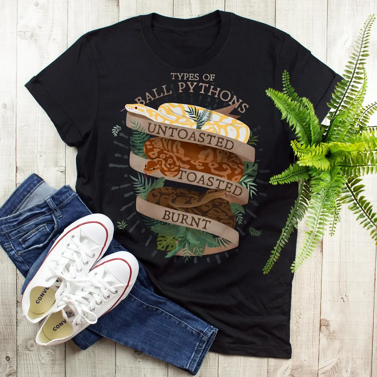 Funny Types Of Ball Pythons T Shirt Reptile Snake Lover Cute Albino Python for  vintage Washed homme Unisex Casual Versatile