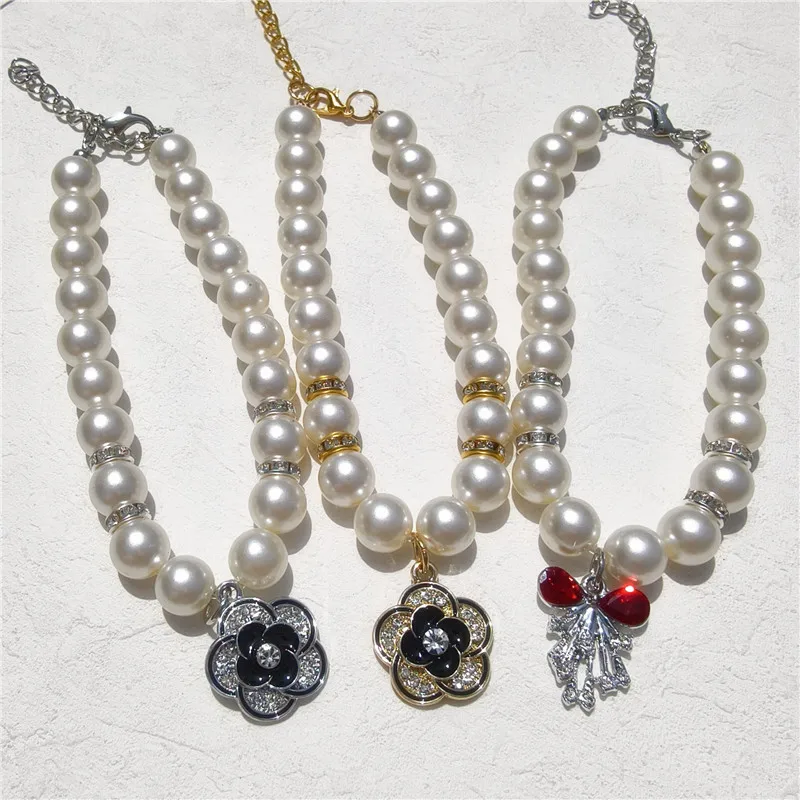 الأميرة القوس الكلب قلادة الحيوانات الأليفة اللؤلؤ طوق لطيف القط طوق جرو اكسسوارات الكلب سلسلة تشيهواهوا الزفاف مجوهرات الحيوانات الأليفة الاشياء #1