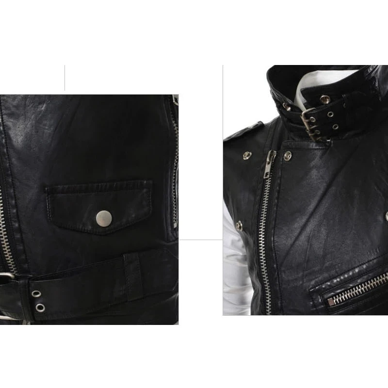 Weste Lederjacke Männer Mode Streetwear Hip Hop Reiß verschluss Biker kurze Pu Faux Motorrad Leder Weste männlich schwarz ärmellosen Mantel