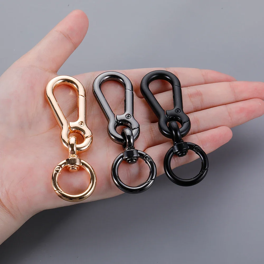 5pcs Metal Gourd Buckle Keychain Climbing Double Buckles O Ring Hook Car Keychains Strong Carabiner Shape Key Chain Accessories