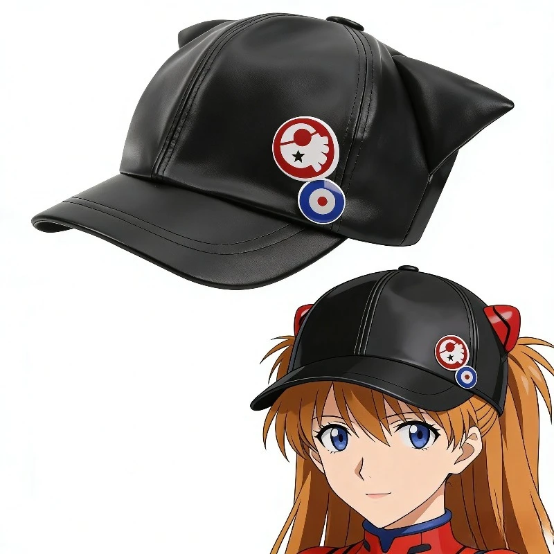 

New Neon Cute Genesis Classic Evangelion Cute Cat Ear Anime Octagonal Hat Cartoon Peripheral Performing Baseball Cap for Girls