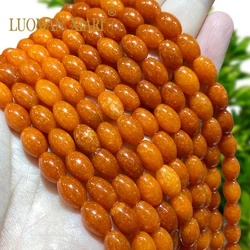 8x12MM Oval Natural Stone Orange Angelite Chalcedony Loose Rice Spacer Beads for Jewelry Making DIY Bracelet Accessories Charms