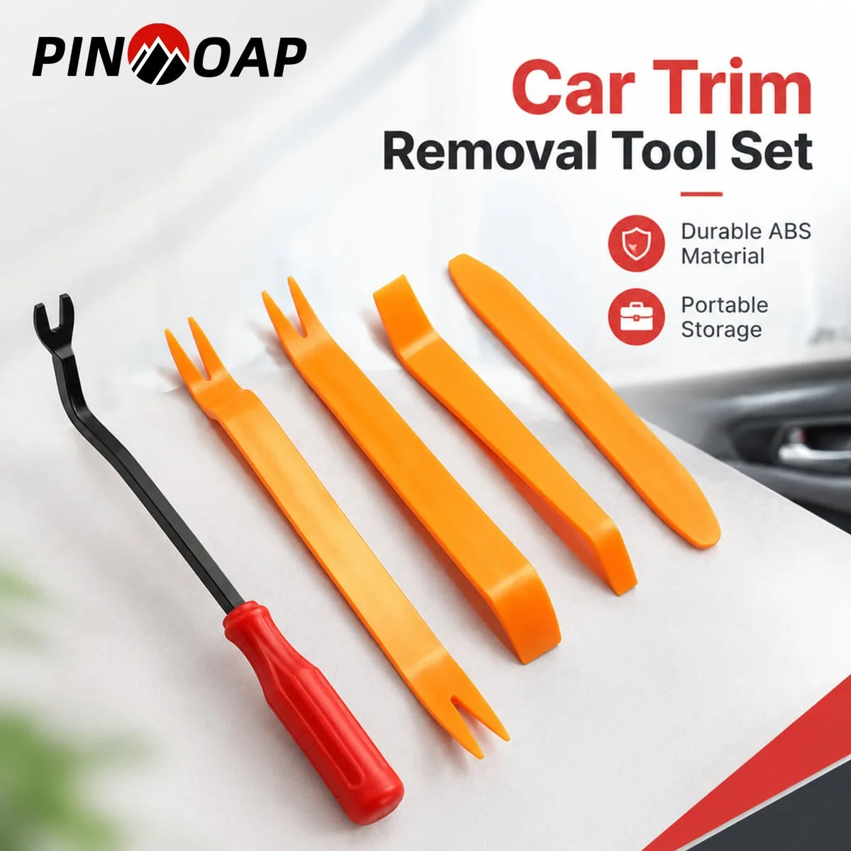PINMOAP 1/4/5PCS Car Trim Removal Tool Set ABS Auto Interior Pry Tools for Door Panels Dashboard and Plastic Clips Portable