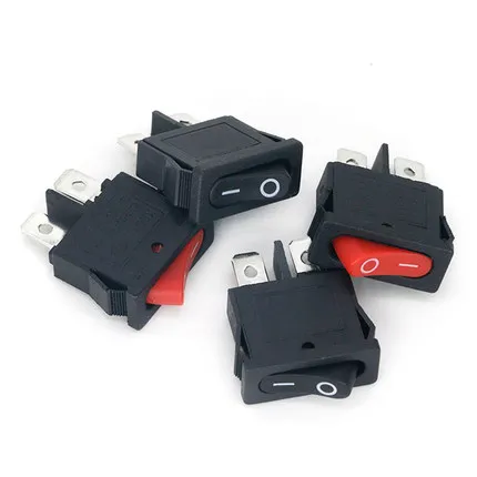 10Pcs 10x22mm KCD1-110 Black Super Thin Rocker Switch NO/OFF 2 Pin Small Instrument Power Switch