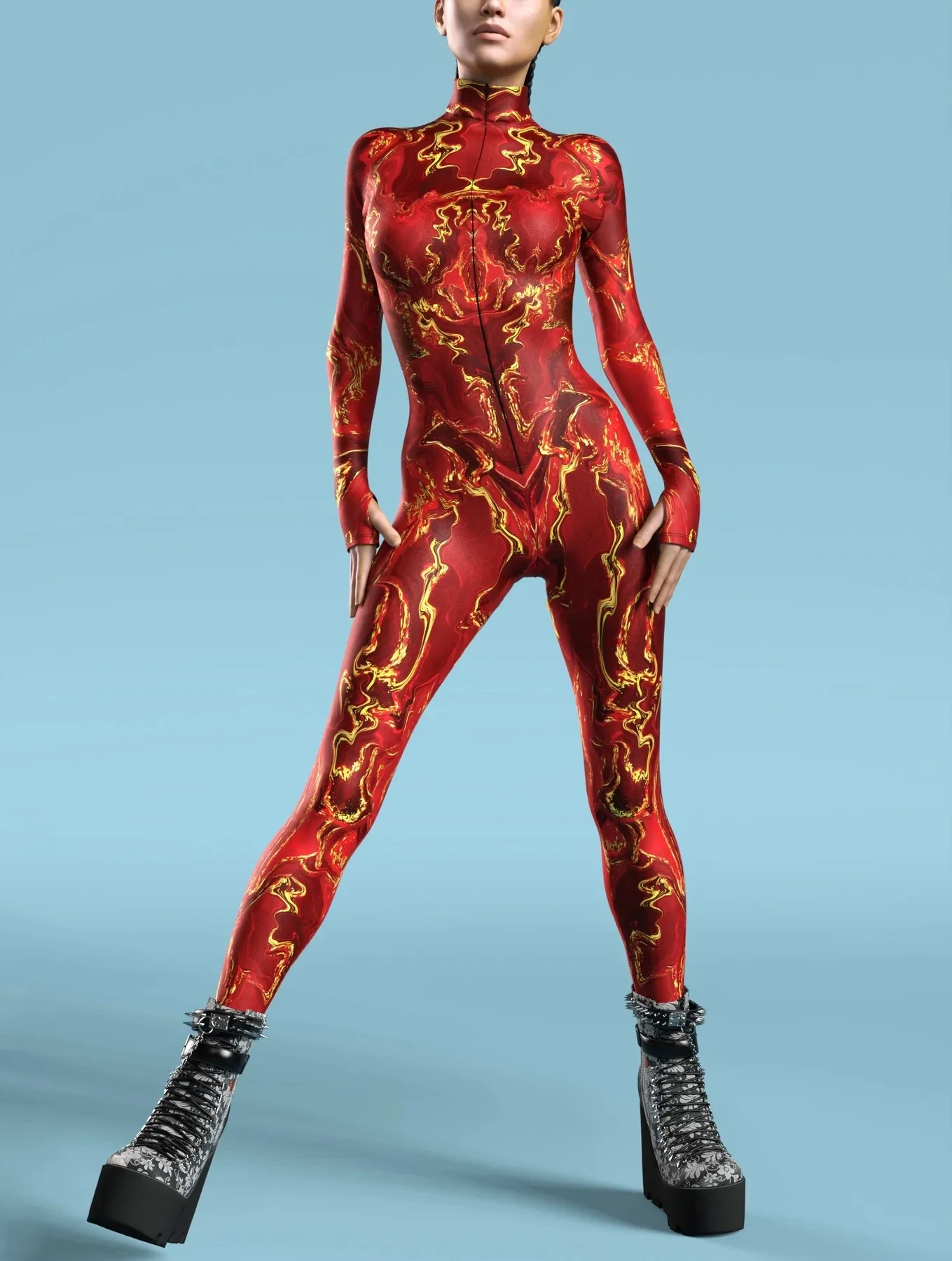 Damen Herren Muskel-Mensch Wüste Dazzle in Sieben Farben 3D-Druck Verkleidungs-Jumpsuit Halloween-Party Cosplay-Kostüme Outfit – Detail 28
