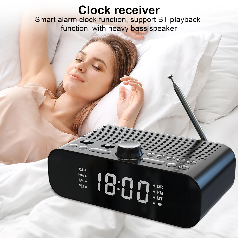 Portable DAB FM Radio Digital Broadcasting Radio Desktop Alarm Clock Radio LED Display Battery Operated Radio for Home Outdoor