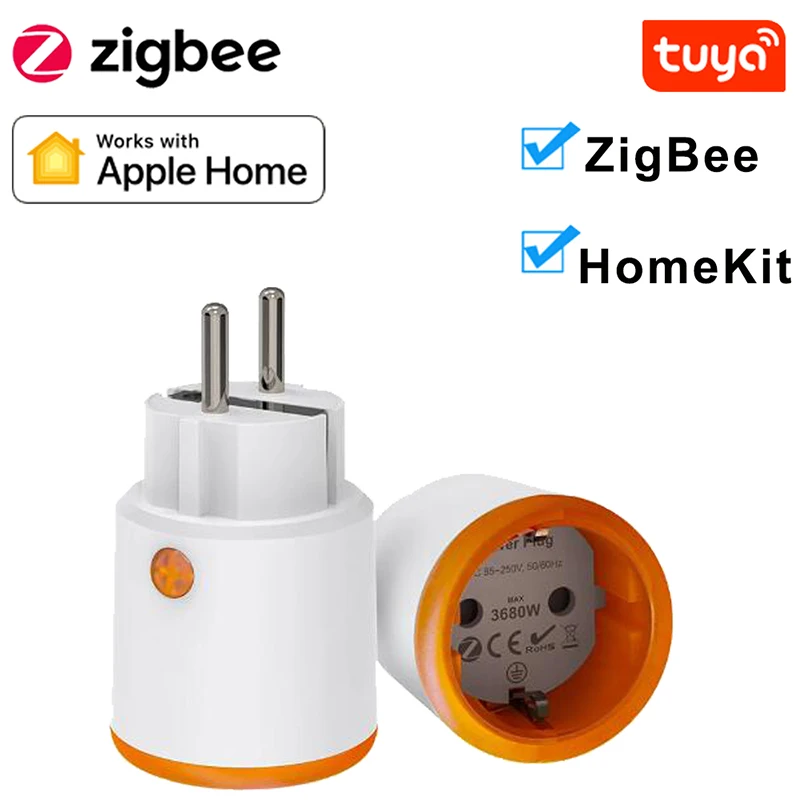 

Homekit Tuya Smart Zigbee 3.0 Power Plug 16A EU Outlet Meter Remote Control Work With Zigbee 2mqttt and Home Assistant Tuya Hub