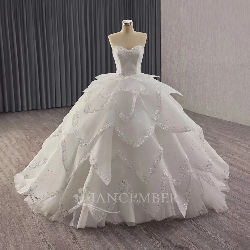 Aangepaste afneembare trein vrouwen baljurk trouwjurk bruids elegante mouwloze mooie kanten jurken vestidos para mujer