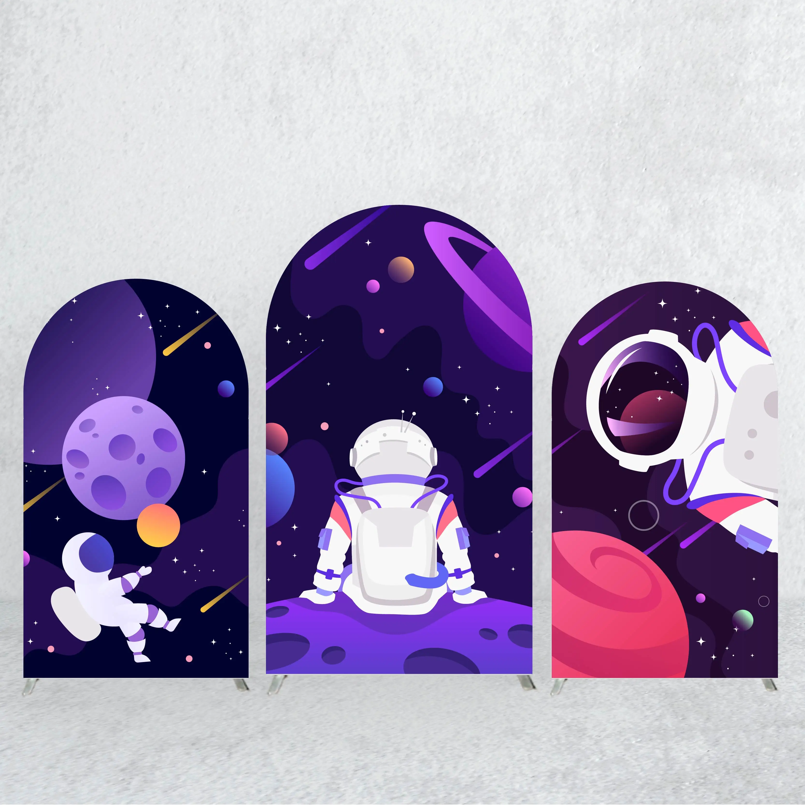 Arch Backdrop Cover Astronaut Spaceman&outer Space Theme Suitable for Birthday Party Photograph Background Decor Elastic Fabric