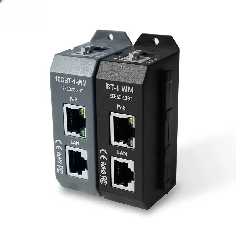 

2.5G 10G Data Rate Active PoE++ Injector 90W Output DIN Rail Mounting IEEE 802.3af/at/bt 4-pair PoE For PTZ Cameras WiFi 6/6E