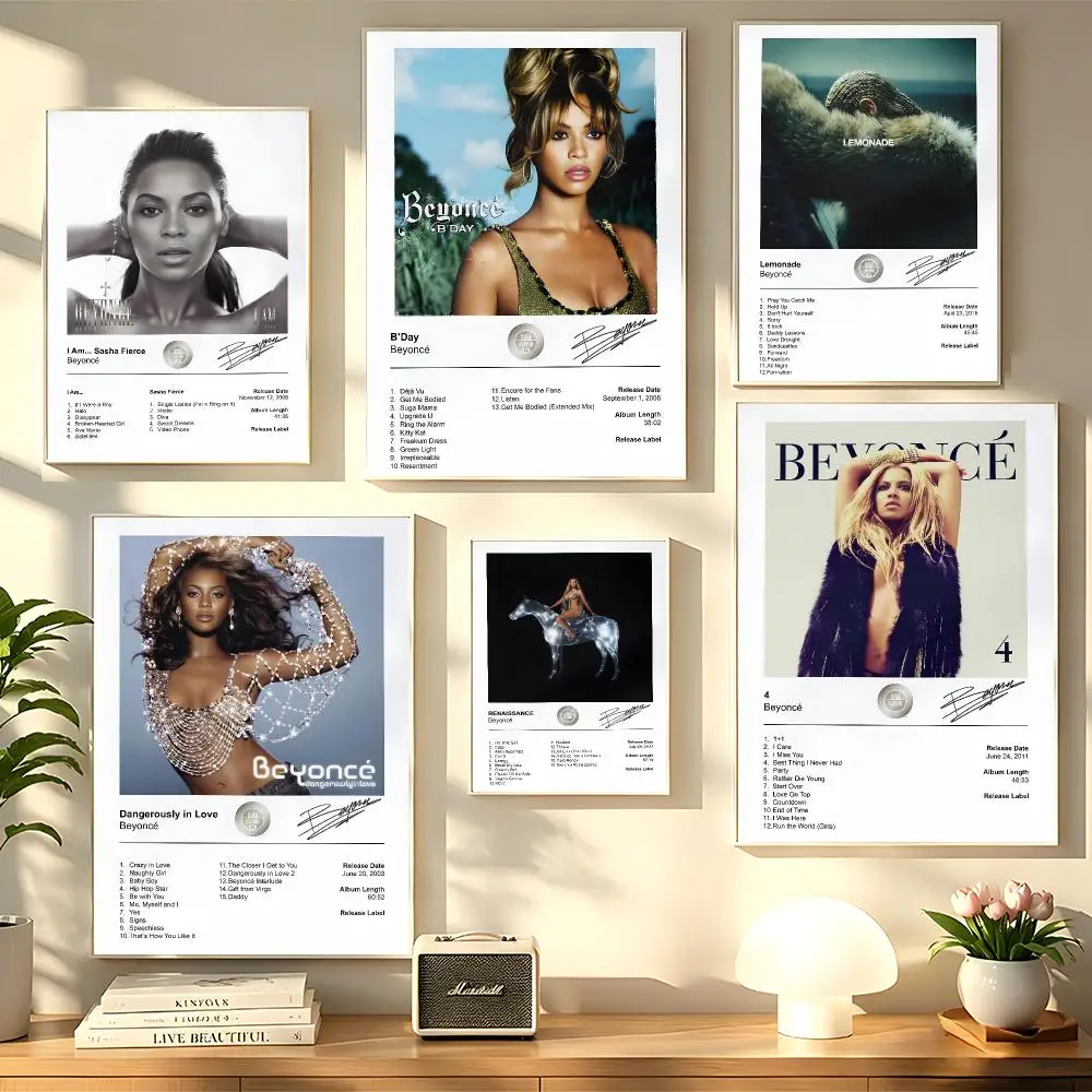 Singer Album B-Beyonce Poster Decorative Wall Sticker Mural Print Artwork for Living Room Bedroom Hallway Home Decor Gift