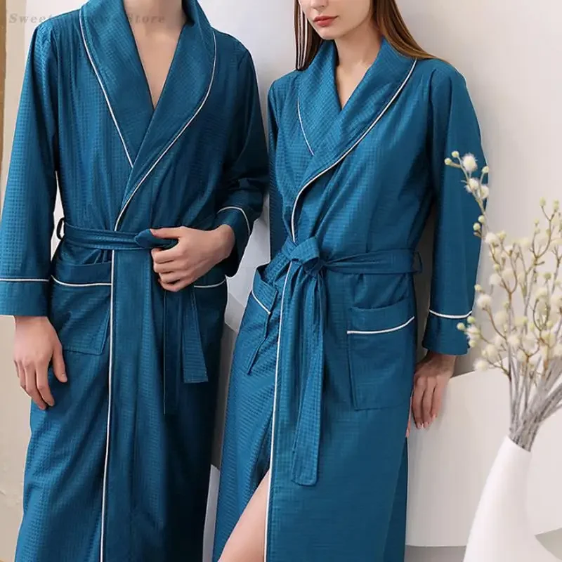 Couple Bathrobe Long Sleeved Robe Plus Size 5XL Hotel Kimono Gown Men's Loose Casual Home Clothes Female Sexy Sleepwear Pajama