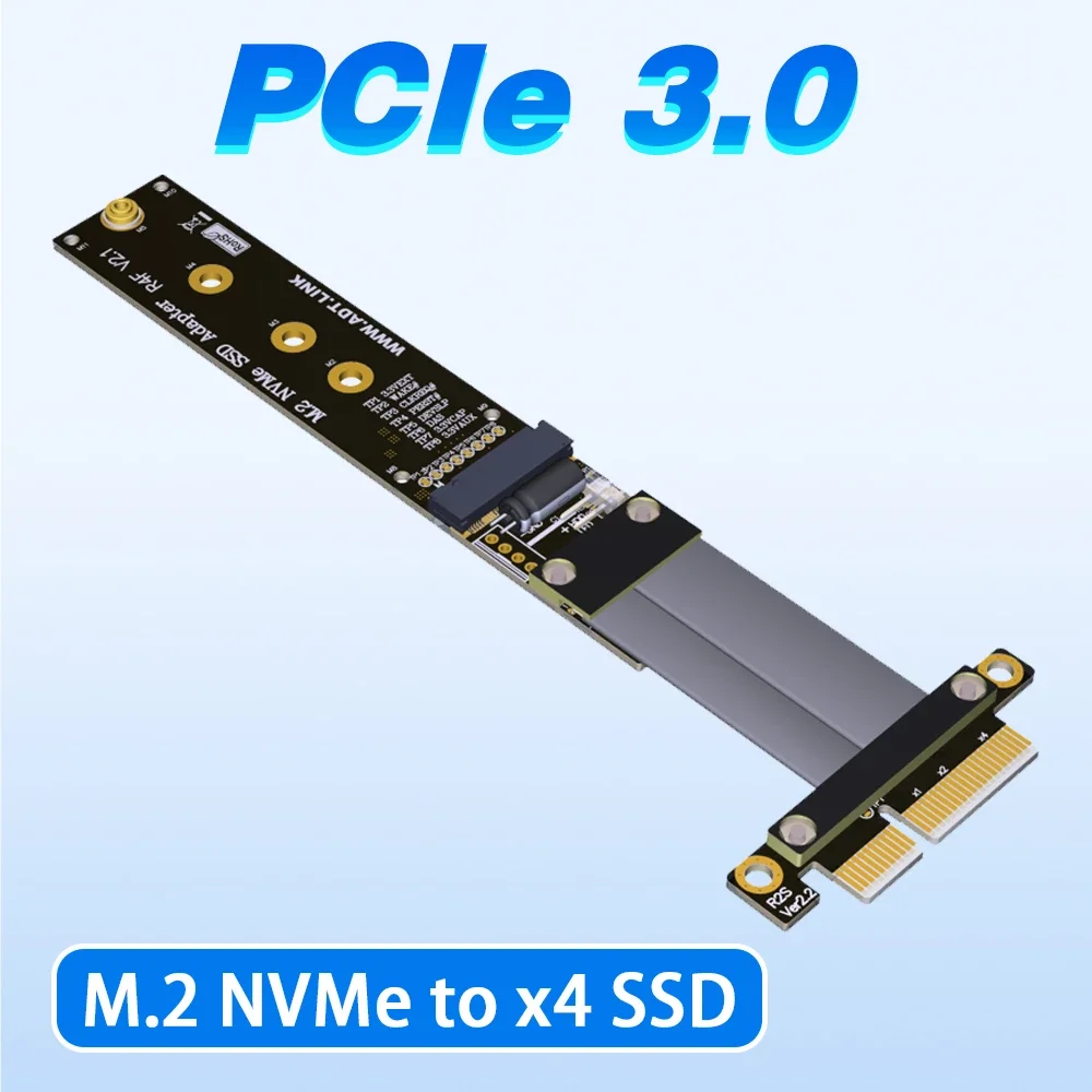 

M.2 NVMe SSD Extension Cable Solid Drive Riser Card R24SF M.2 NVME to PCI-Express 3.0 X4 PCI-E Full Speed 32G/bps M Key Extender