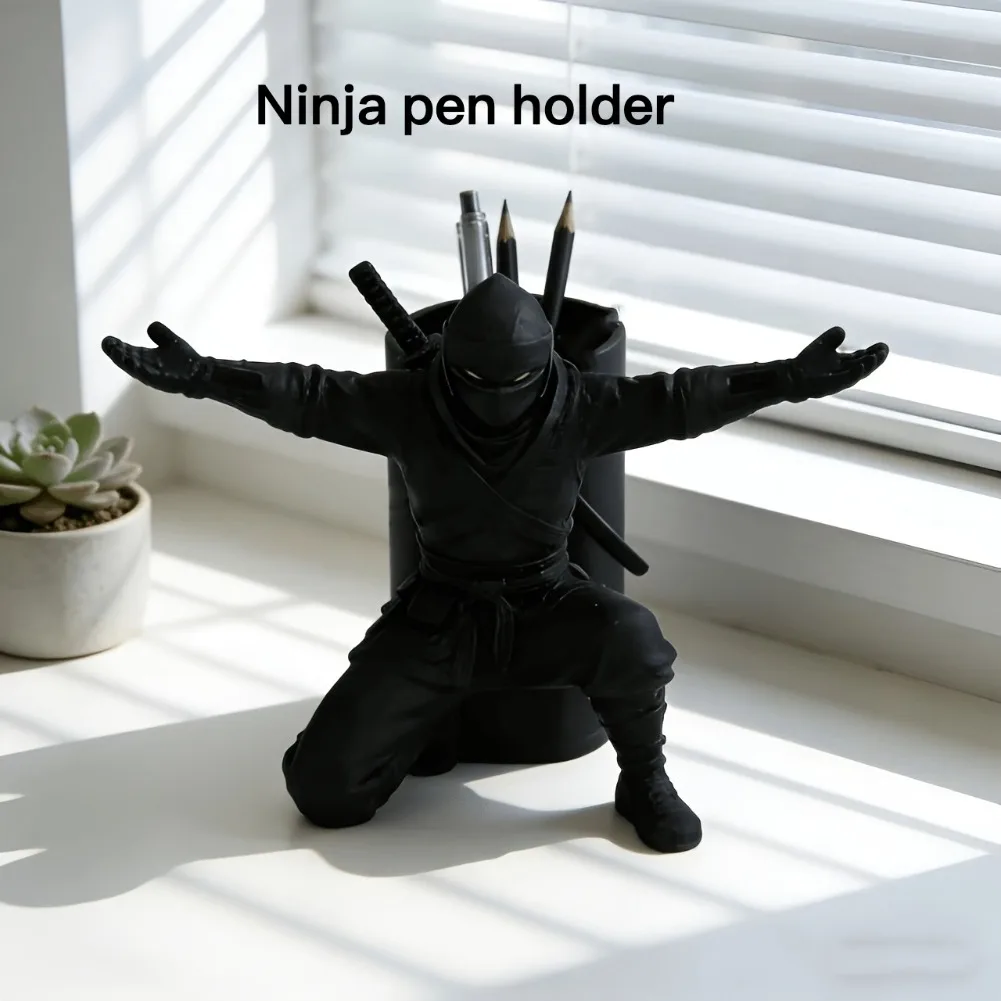 Creative Samurai Ninja Pen Holder Desktop Pencil Organizer Stand Office Ornamen Stationery Storage Rack Fashion School Decor