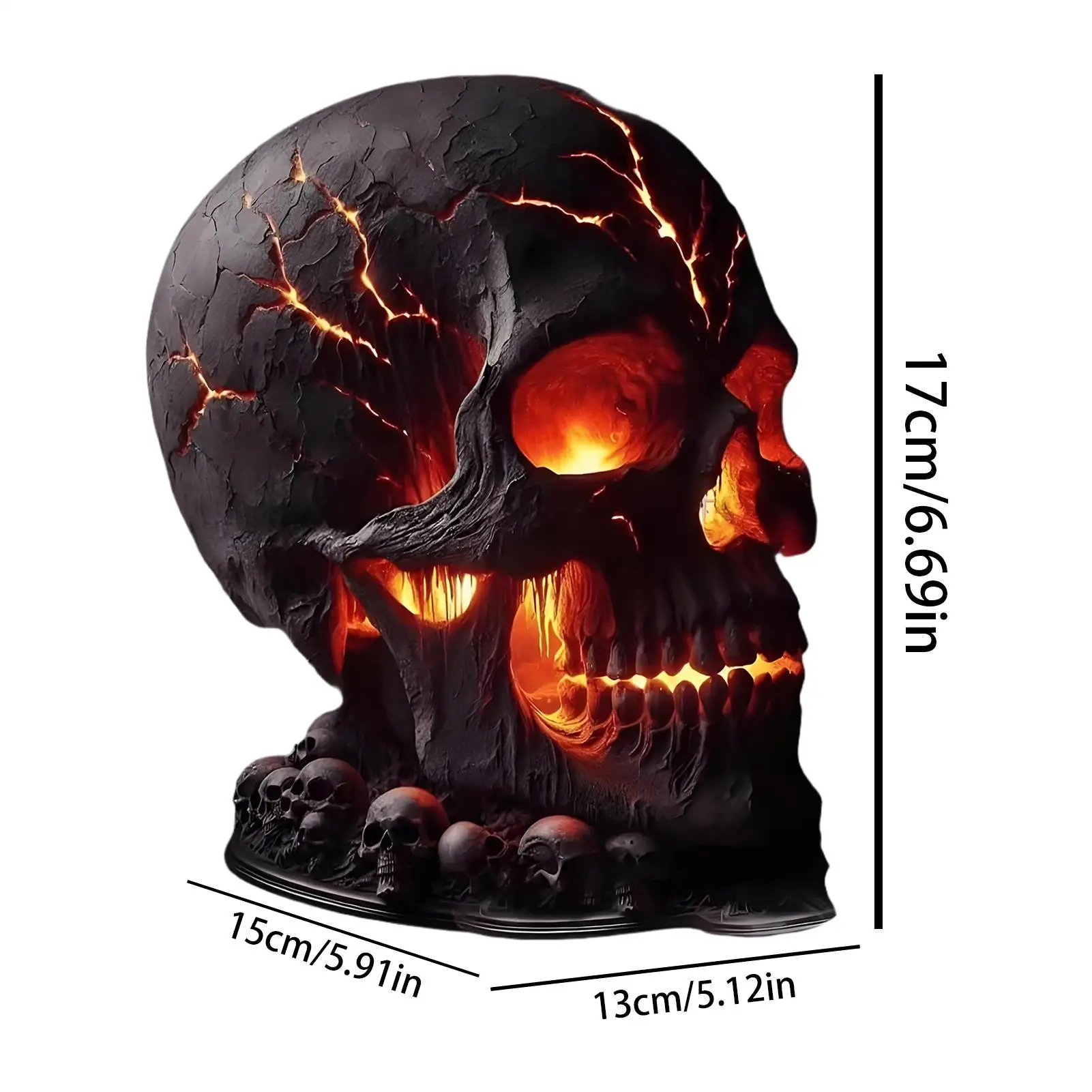 مصباح مكتبي على شكل جمجمة الهالوين مصباح مكتبي على شكل جمجمة مع ضوء LED مخيف لتزيين رف حفلات الهالوين ديكور مخيف