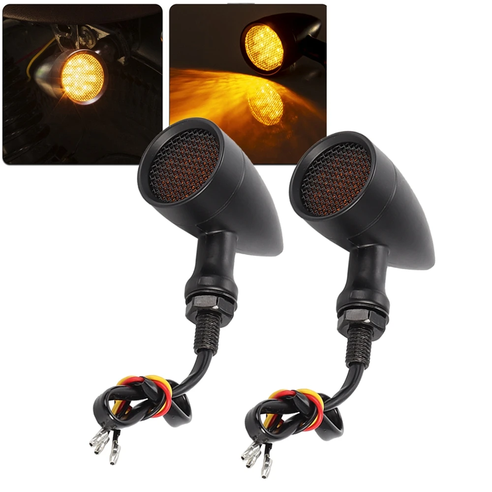 

Motorcycle aluminium Retro Bullet LED Turn Signal lamp Brake Light Mesh Lens For Harley Chopper Bobber Yamaha Honda ﻿