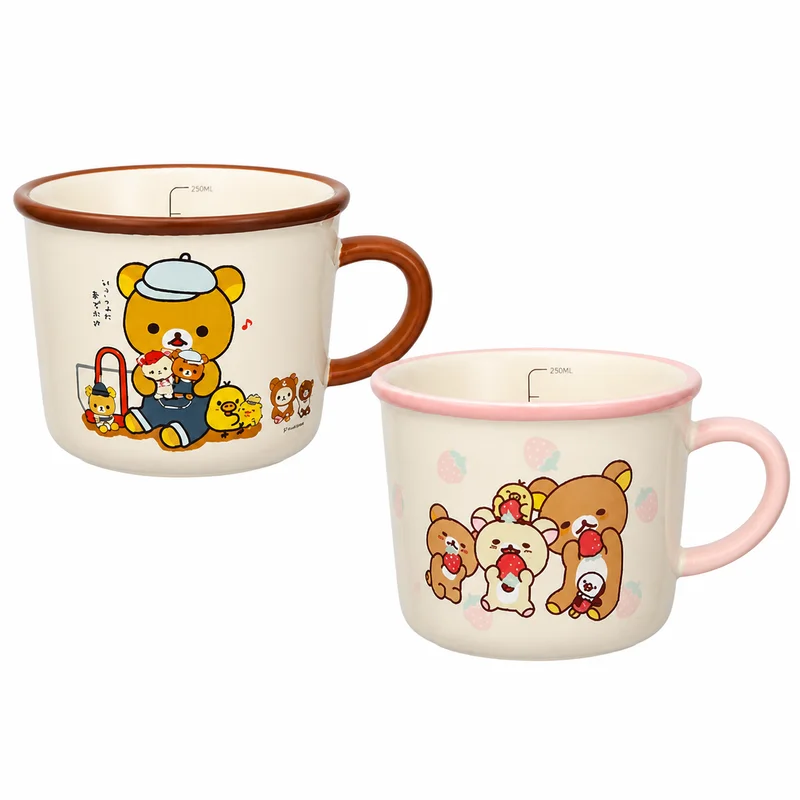 Rilakkuma Keramikbecher 400ml Kawaii Anime Cartoon Kaffee-Wasserbecher 4 Farben Paar-Milchbecher Tägliches Geschenk für Zuhause, Büro, Geburtstag