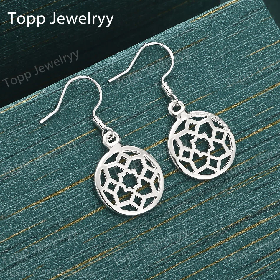 

925 Sterling Silver Exquisite Openwork Flower Earrings, Fashionable Women's Wedding Gift Accessories Jewelry