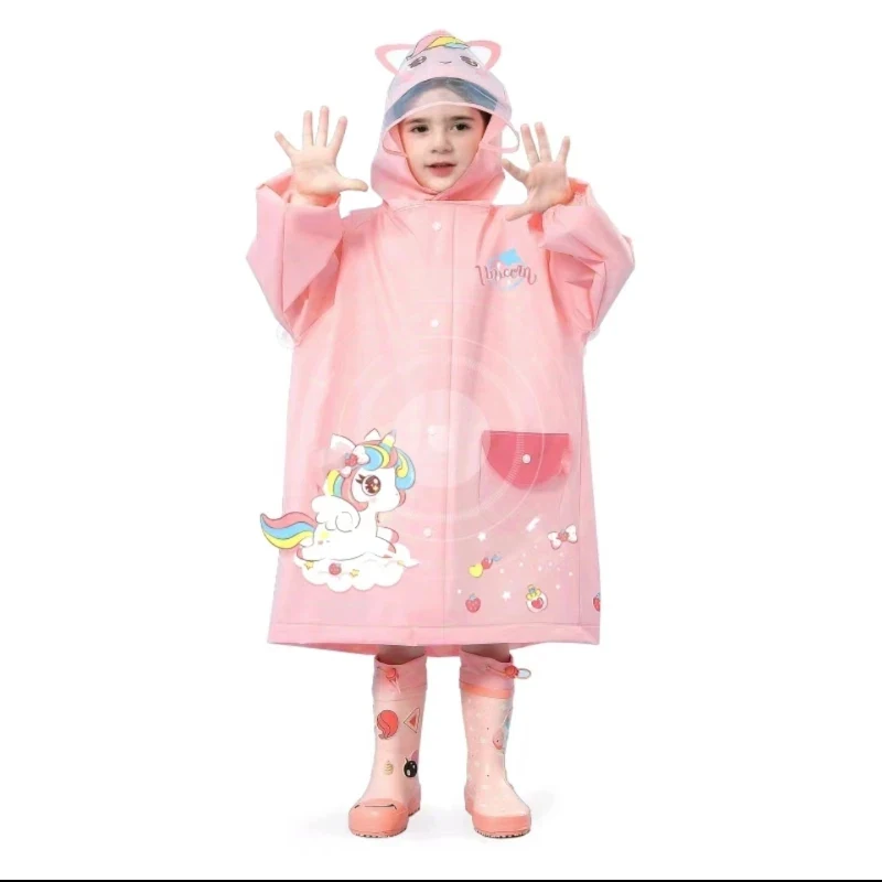 

Cute Dinosaur Unicorn Kids Waterproof Rain Poncho Jacket With Backpack Slot Children Student School Rainwear