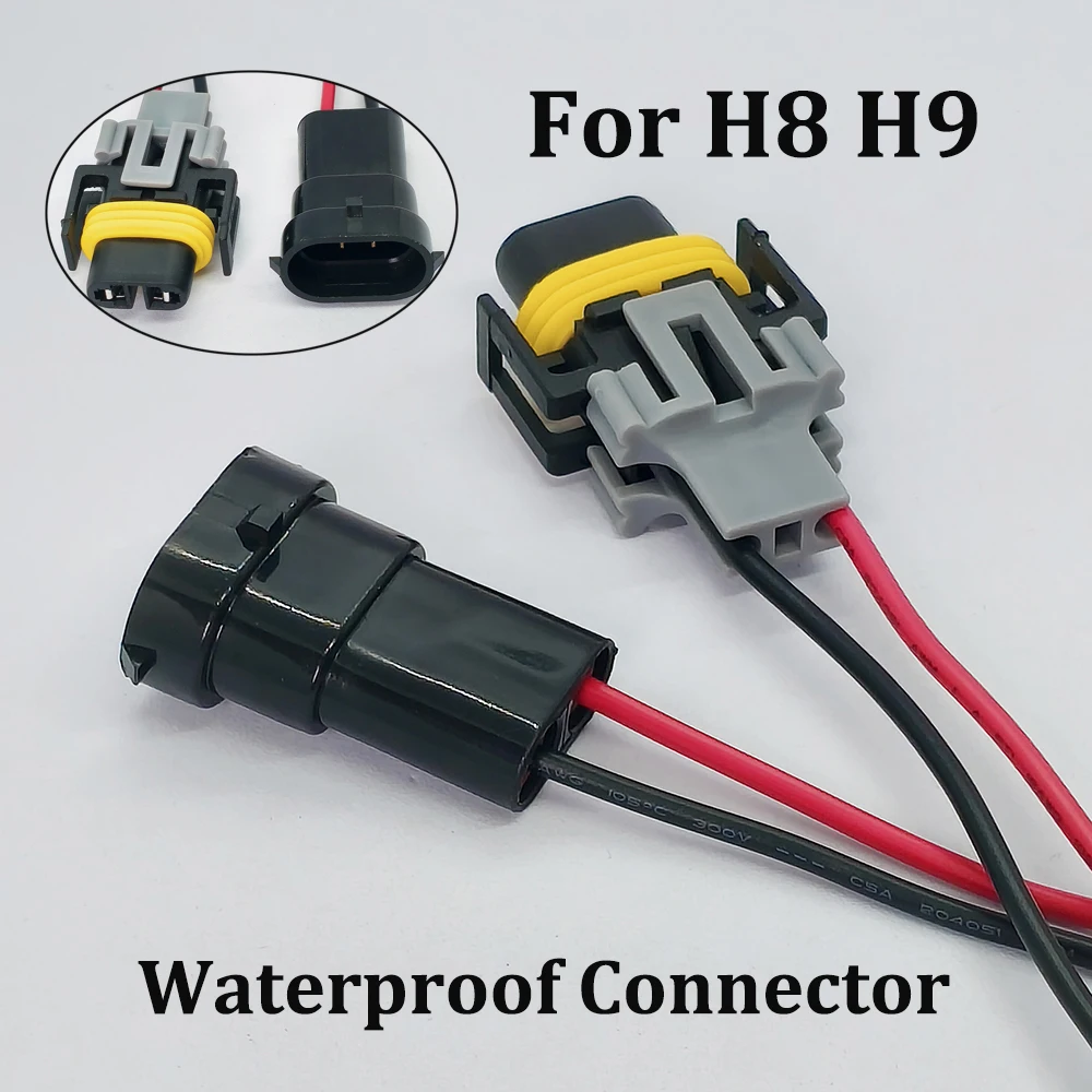 1Pcs 2Pin H8 H9 Xenon Lamp Turn Signal Fog Light Connector Male Female Plug With 15cm Wiring Harness Adapter Cable