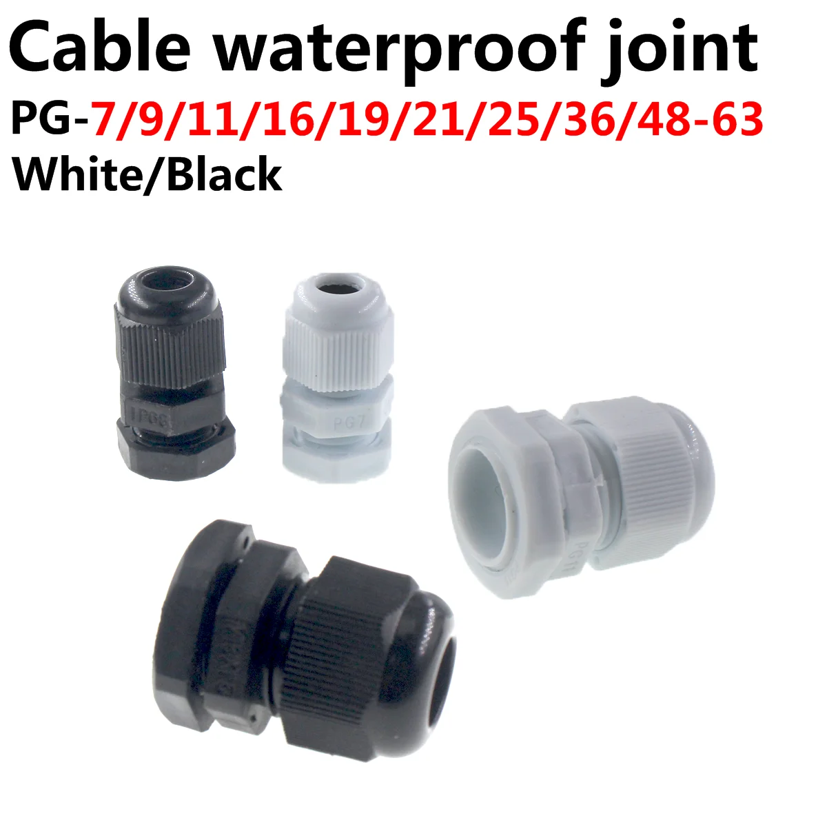 20/10/5/2Pcs Nylon Cable Glands PG 7 9 11 13.5 16 19 IP68 Wire Plastic Waterproof Connector Cable Sleeve Adjustable Joints