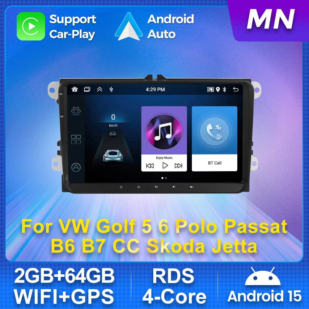 Android OS Wireless Carplay Car Radio Stereo For Volkswagen Skod Octavia Golf 5 6 Touran Passat Polo Jetta Multimedia GPS Navi