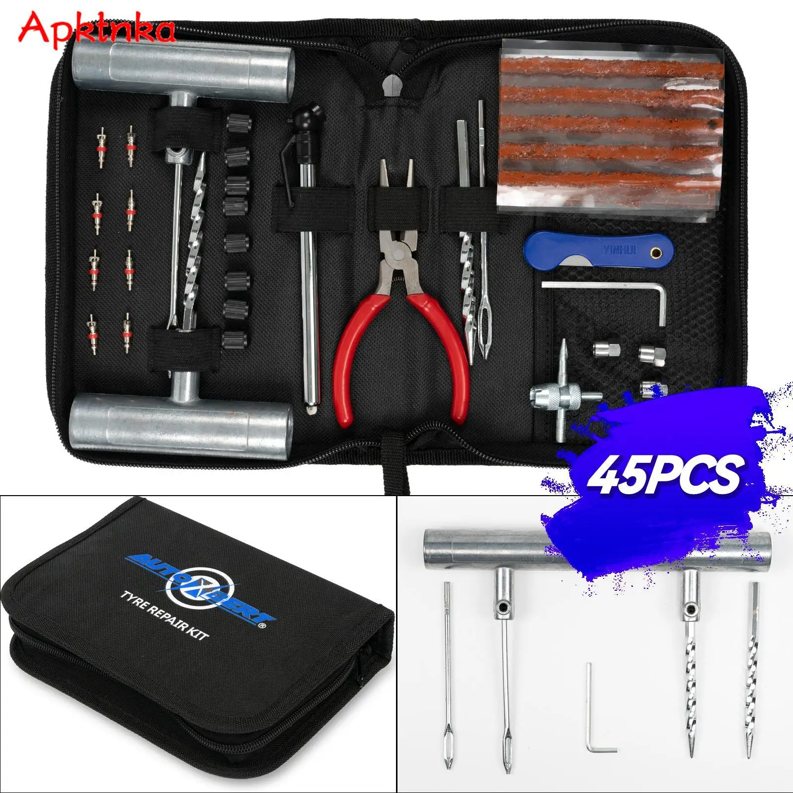 

APKTNKA 45Pcs/set Car Tire Repair Tool Tyre Repair Kit Bicycle Motorcycle Tire Repair Tool Hand Tools Professional Accessories