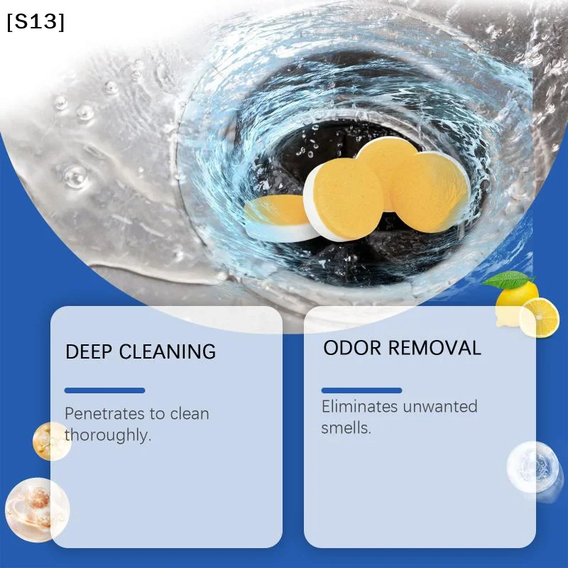 Drain Cleaner Tablets Deep Cleaning Clog Remover Deodorizer Citrus Fragrance Kitchen ink Bathroom Pipe Powerful [][][S13]
