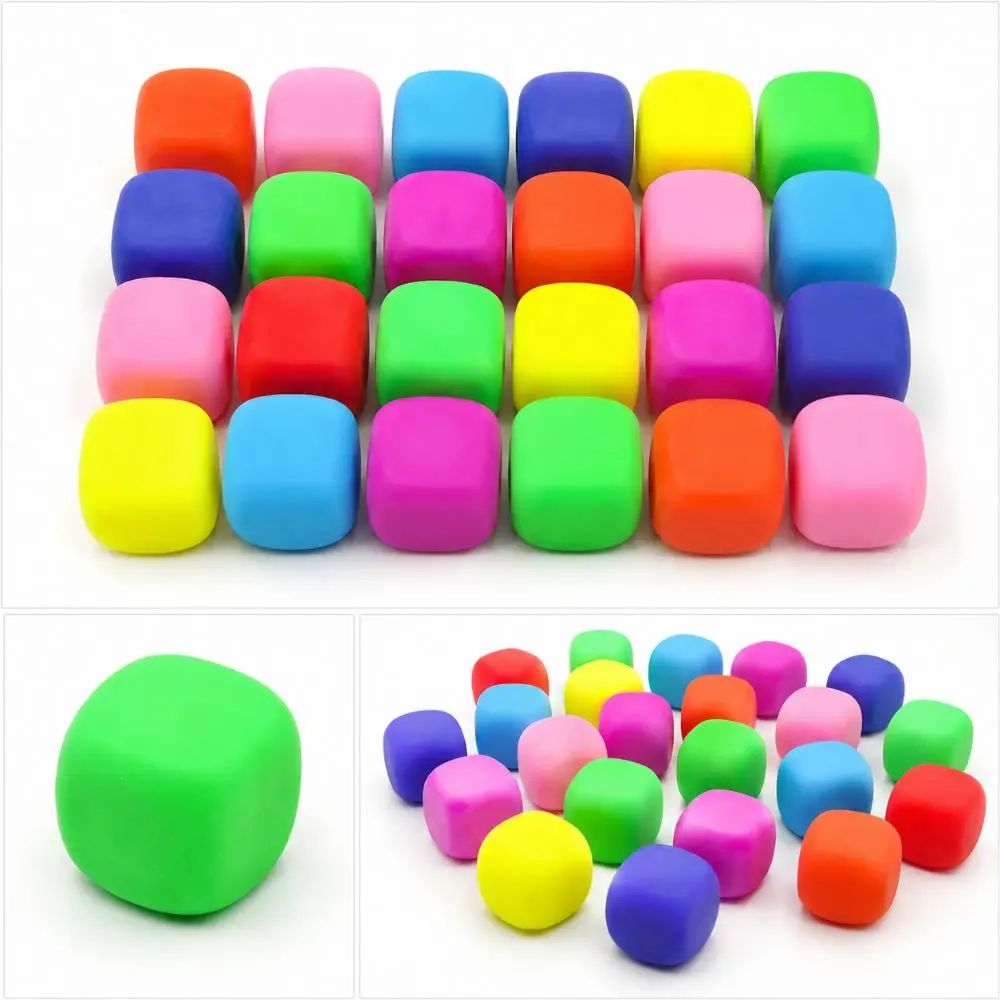 24PCS 3.5cm Stress Cube TPR Slow Rise Sensory Stress Toy Flour Filled Stretchable Squeeze Fidget Toy Classroom Prize Party Favor