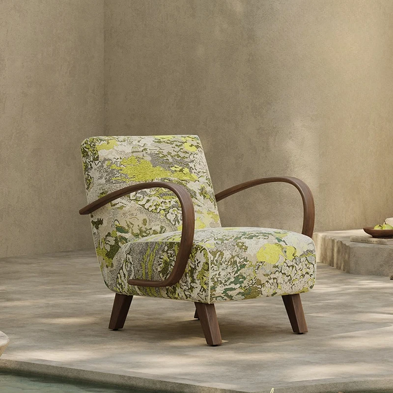 Italian single sofa chair, medieval home living room, amazing solid wood light luxury leisure chair