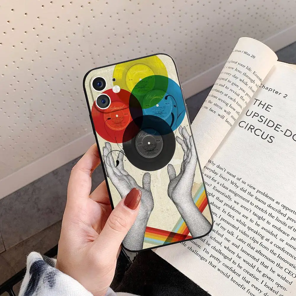 الفينيل سجلات نادي التنس البوهيمي الهندسة الحنين المشاعر جراب هاتف سيليكون لينة آيفون 16 15 14 13 12 11 زائد برو ماكس زائد