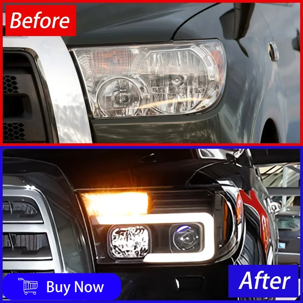 For Toyota Tundra Sequoia 2007-2013 Car Front Lamps LED Auto Headlights Assembly All New Upgrade Projector Lens Tool Accessories