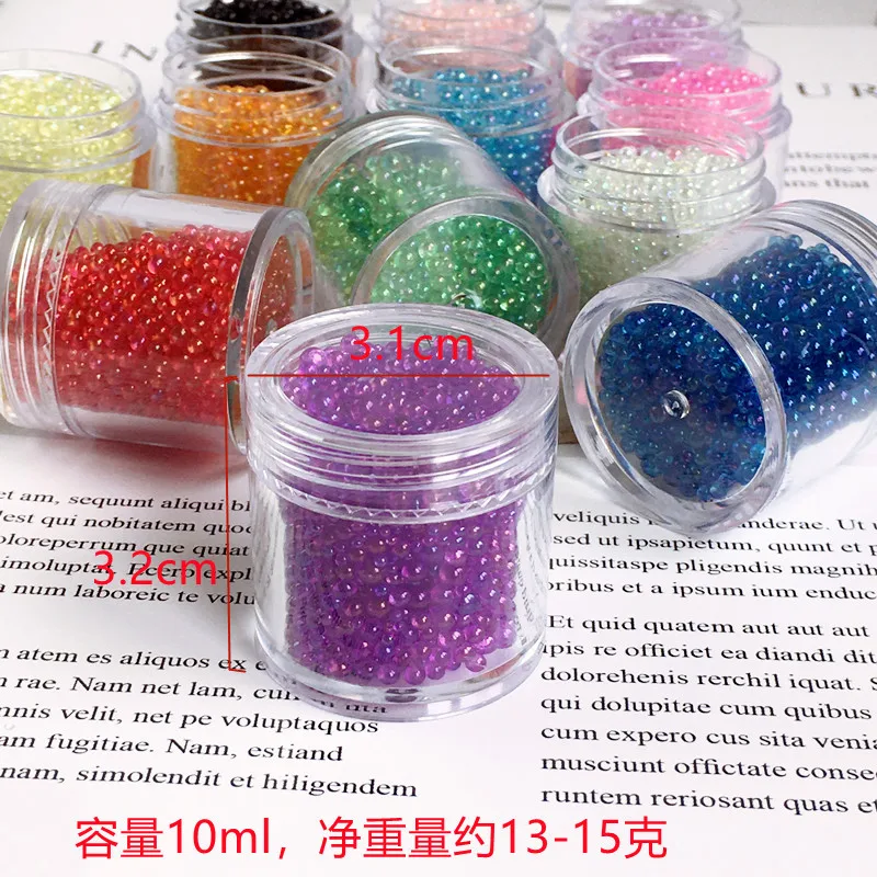 1Jar 10ml DIY 3D Caviar Nail Art Rhinestones 3D Decoration Mini Micro Glass Beads For Nail Care No Hole Mixed Crystal Balls