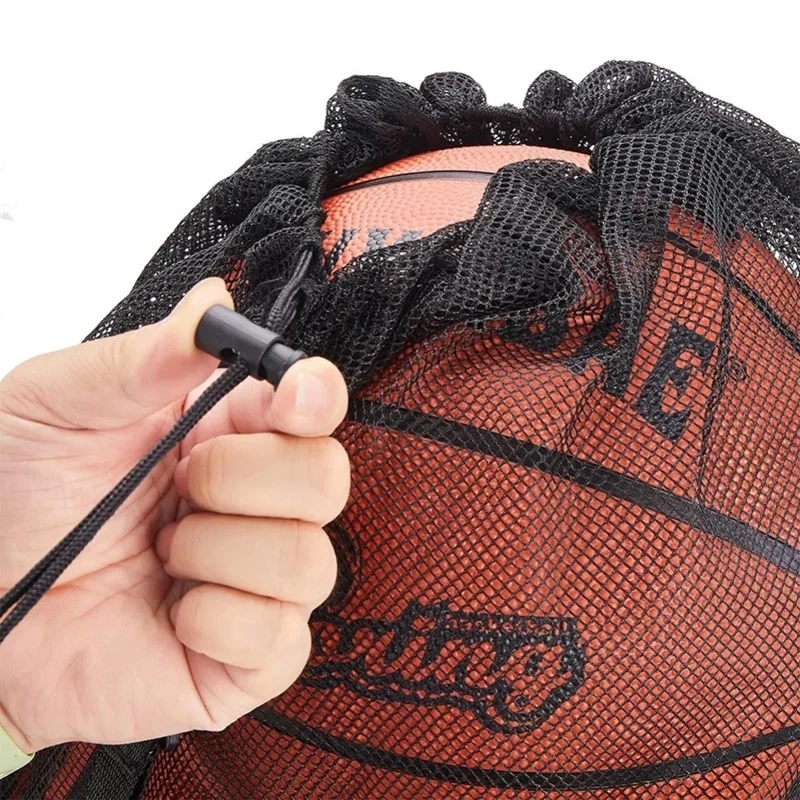 Large Drawstring Visible Mesh Bag with Shoulder Strap, Sport Gear Bag for Storing Basketball, Volleyball, And Swimming Equipment