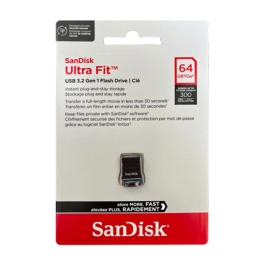 Флеш-накопитель SanDisk CZ430 Ultra Fit USB 3.2, 32 ГБ, 64 ГБ, 128 ГБ, 256 ГБ, 512 ГБ, 1 ТБ, мини-флешка, высокоскоростной USB 3.2, USB-накопитель Type-A
