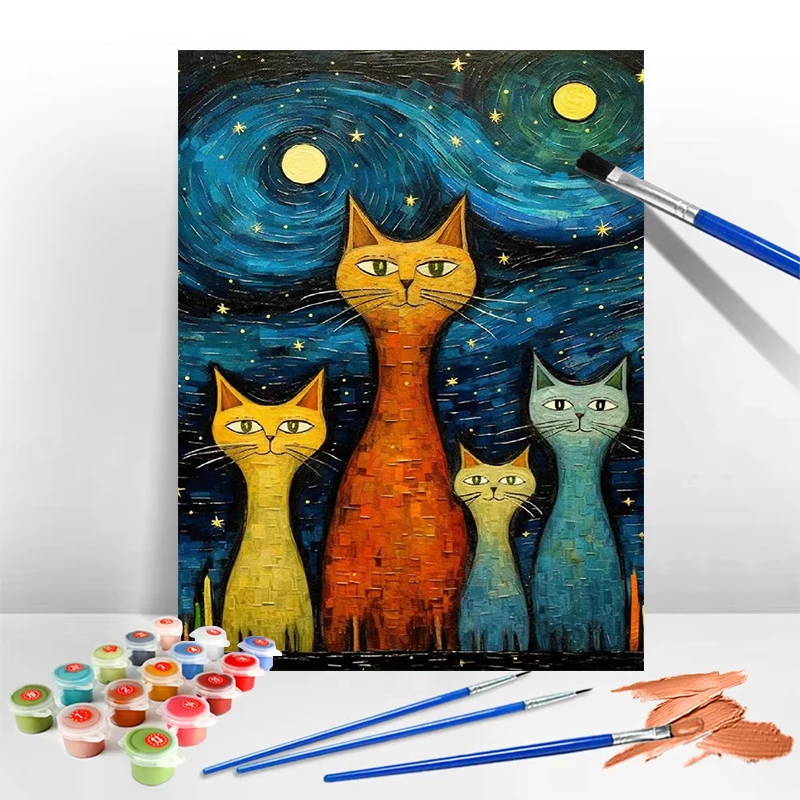 

Abstract Cat DIY Digital Painting Home Decor Digital Coloring Birthday Gift Party