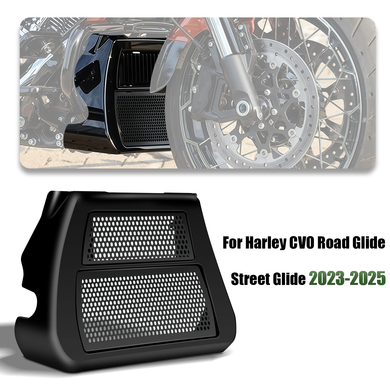 

Motorcycle Front Chin Spoilers Lower Fairing Cooler Radiator Cover For Harley Touring Street Road Glide CVO FLHXSE FLTRXSE 23-25