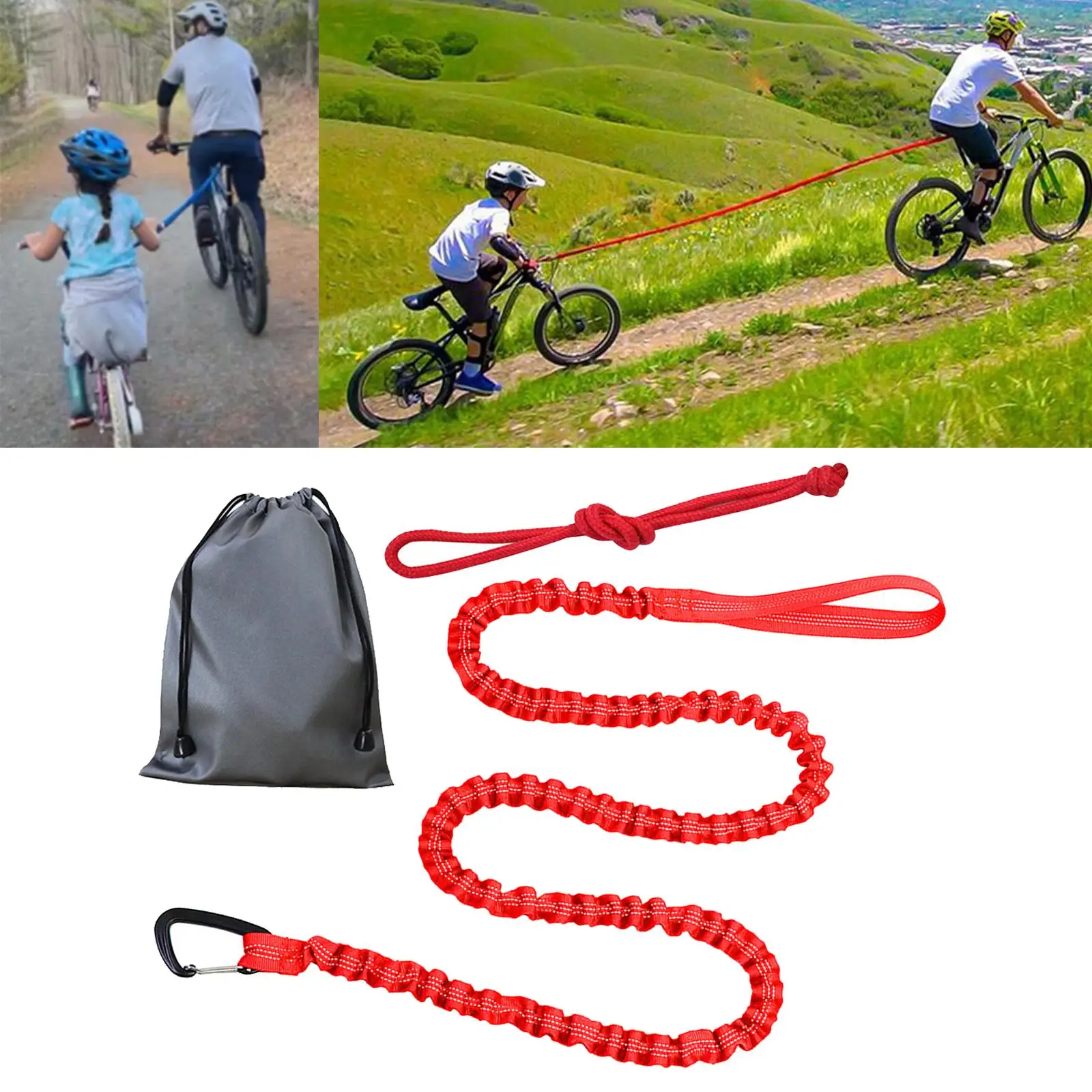 Tow Rope, Tow Rope for Children, Bungee with Carabiner, MTB