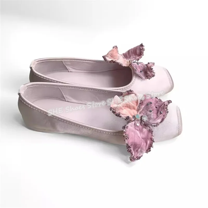 فاخر الحرير الكريستال ديكور ساحة تو المرأة الباليه الشقق ثلاثية الأبعاد الزهور تصميم ماري جينس مضخات لوليتا فتاة فستان الحفلات المتسكعون #3