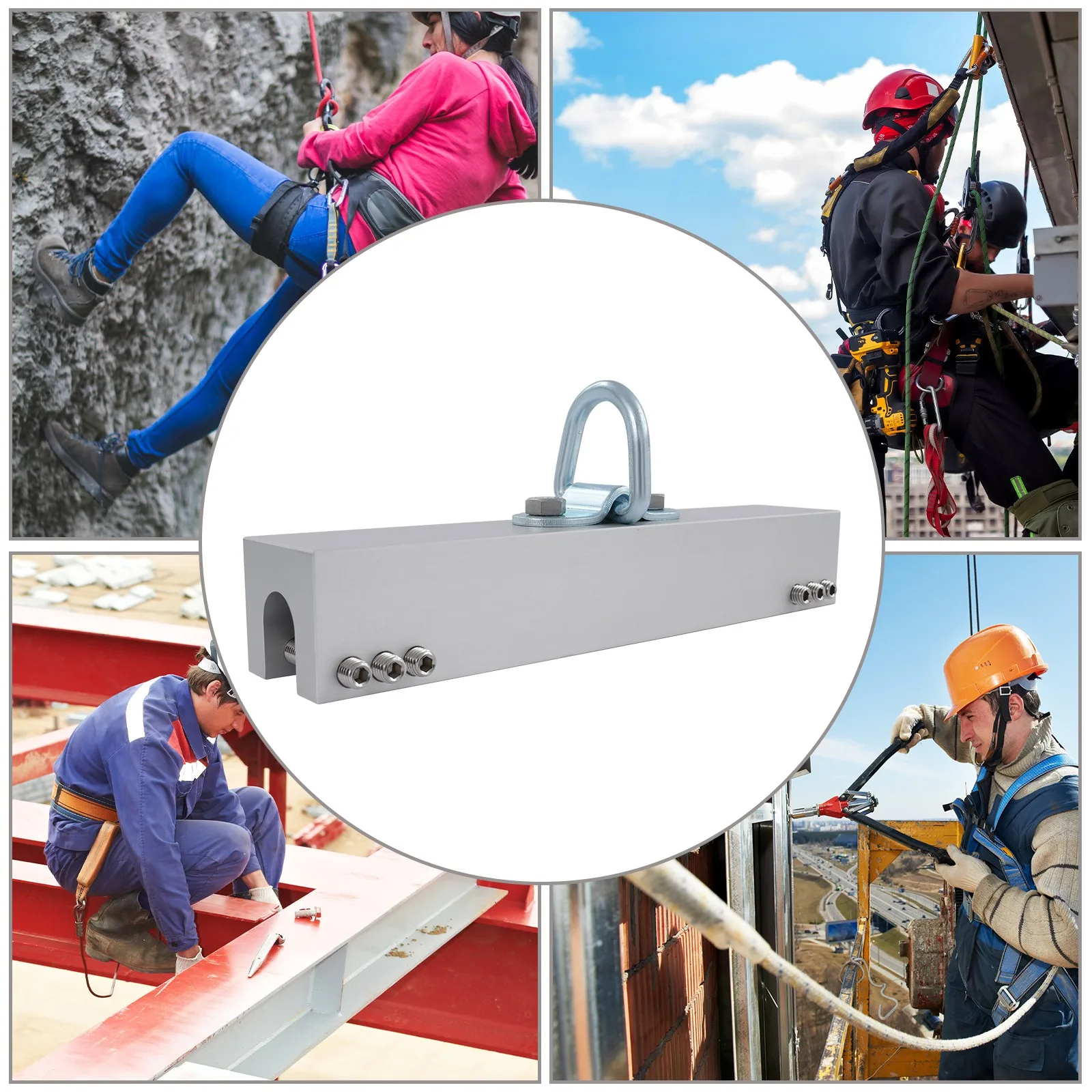 

5000 lb Aluminum Roof Anchor Clamp, Silver Finish for Secure Mounting on Roofs and Structures