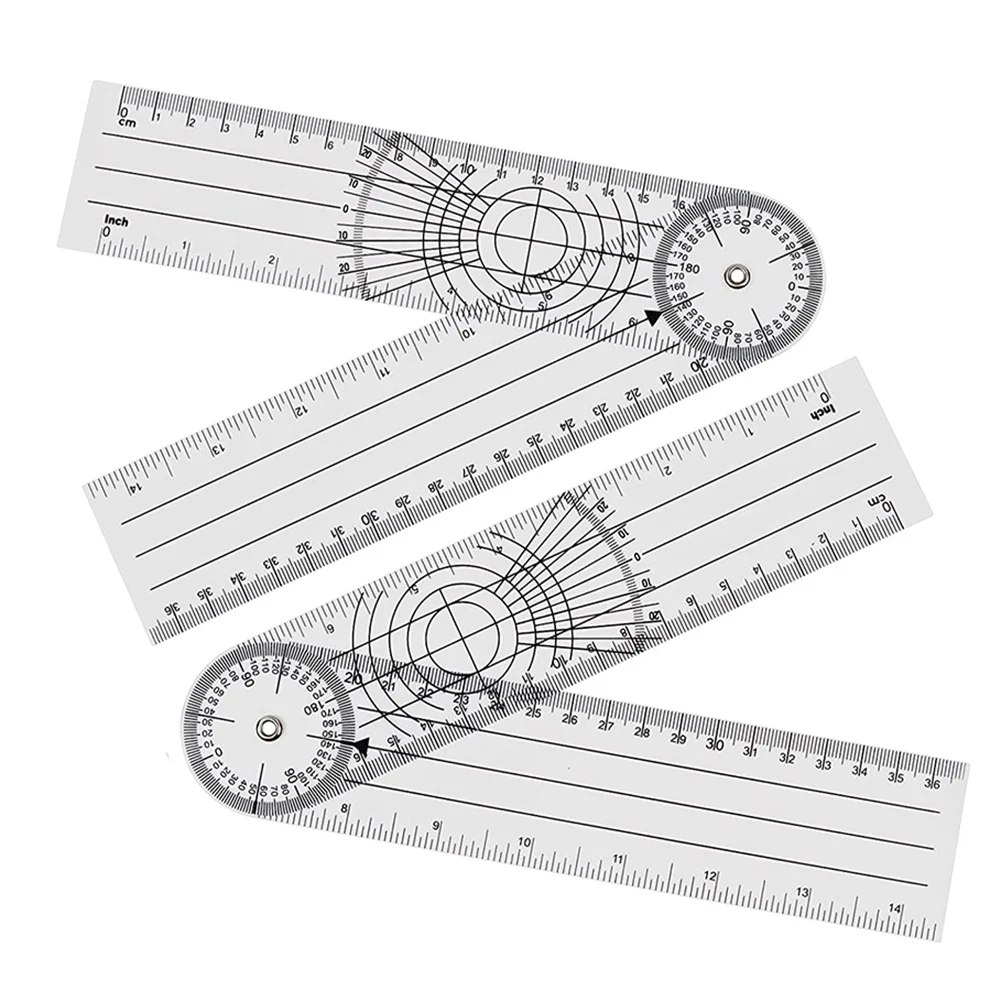 4 Pieces Goniometer Physiotherapy 360 Degree Rotation Protractor Physiotherapy PVC for Physiotherapy, Sports TherapyJAS