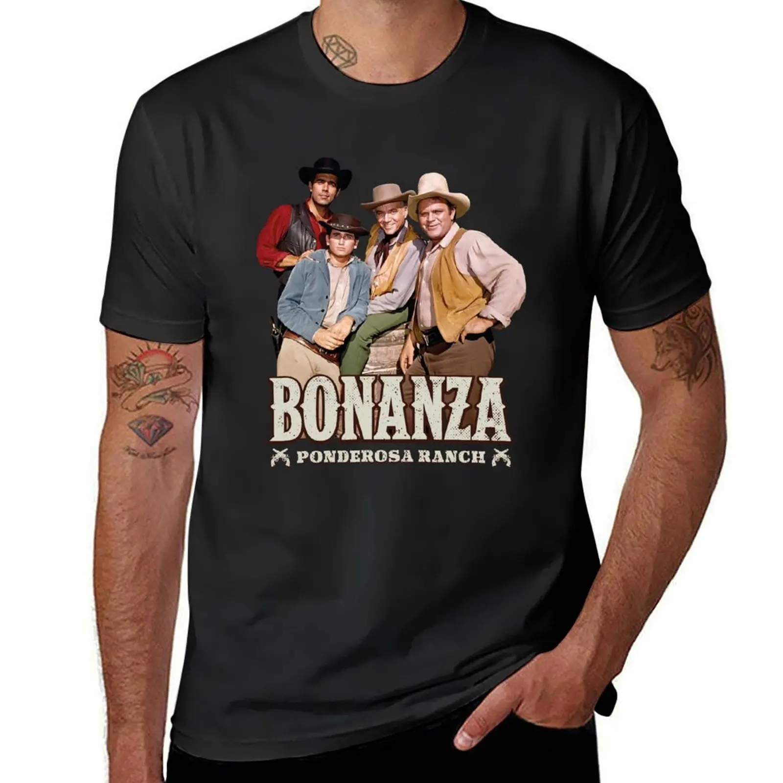 BONANZA / PONDEROSA RANCH T-Shirt customs design your own cute tops anime clothes plain men clothing