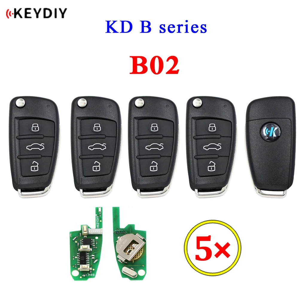 5pcs/lot KEYDIY B Series B02 3 Button Universal Remote Control for KD900 URG200 KD-X2 Mini KD To Generate New Remote A6L Style