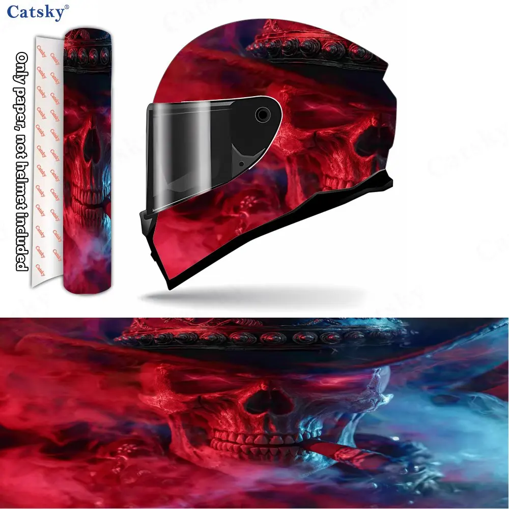

Evil Red Eyes Skull PVC Motorcycle Helmet Decal, Self-adhesive Waterproof Sticker, Scratch Resistant Decorative Film, Suitable F