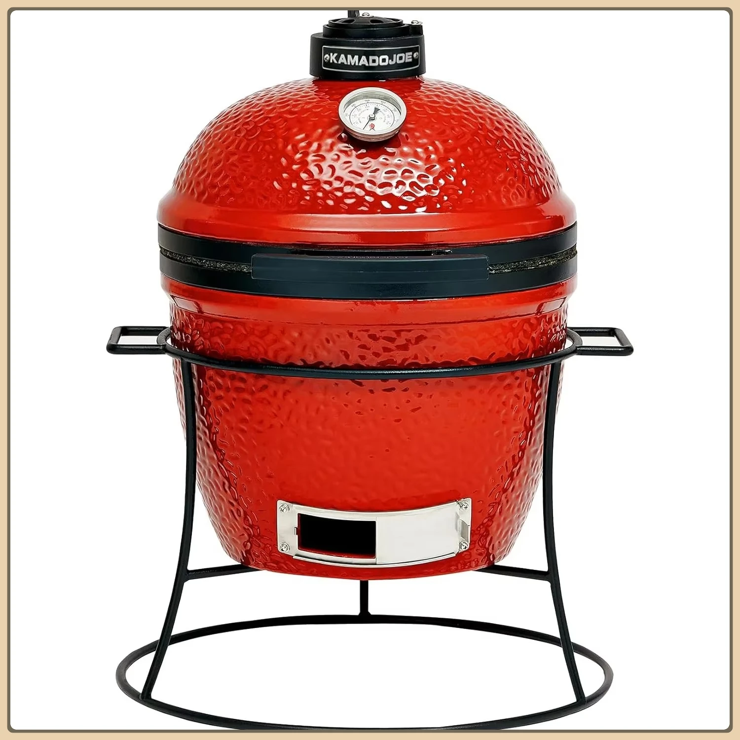 

Портативный красный керамический гриль KJ13RH с подставкой. Решетка и дефлекторы из нержавеющей стали для легкого барбекю. Идеально подходит для сада