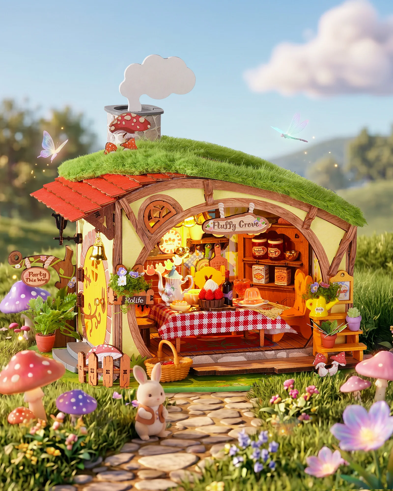 Rolife Fluffy Grove Wooden Dol - Diy Miniature Dollhouse Kit Book Nook recension och pris