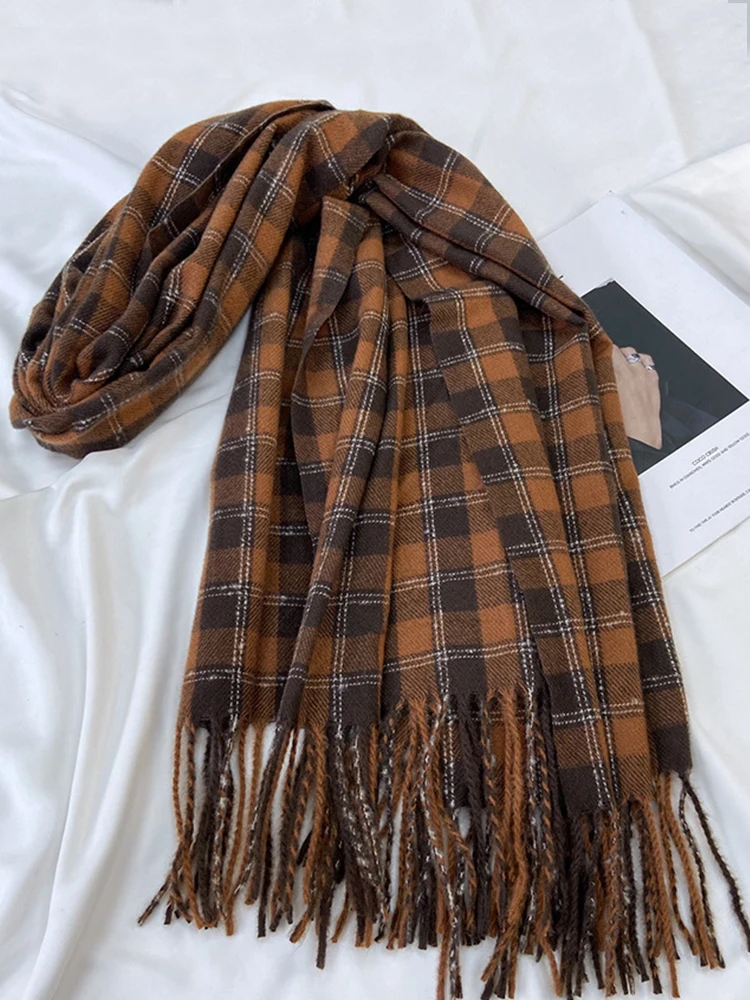 New Fashion Sweet Vintage Scarf Headscarf Winter Women Ladies Men Preppy Plaid Scarve Warm Pashmina Mujer Female Male Wrap Shawl